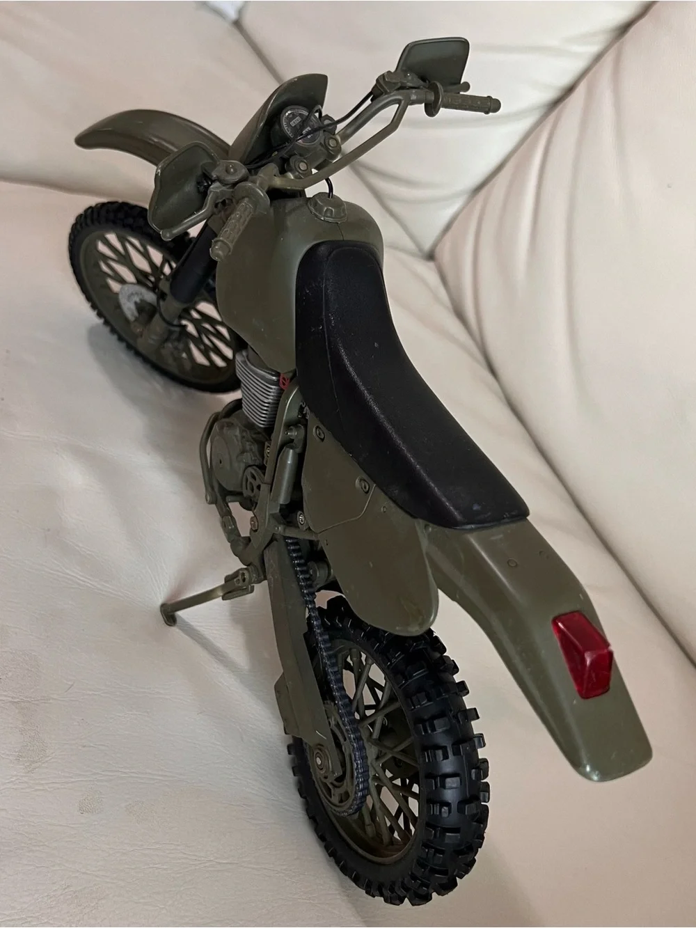 Olive Green Motorcycle Dirt Bike Realistic Ride-On Model